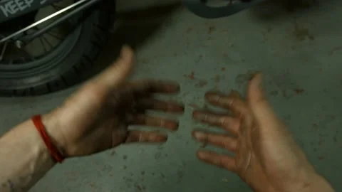 Dirty hands of auto mechanic Stock Footage 147554282