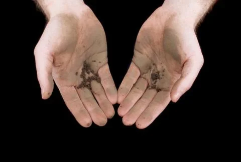 Dirty hands isolated on black Stock Photos