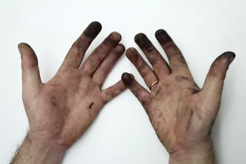 Dirty hands on a white Stock Photos