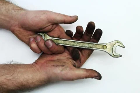 Dirty hands on a white. Stock Photos