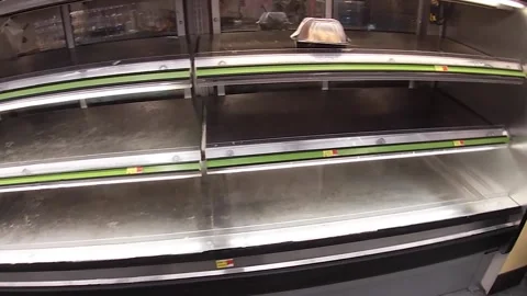 Dirty hot bar case Walmart Neighborhood Market retail grocery store interior Stock Footage 157893008