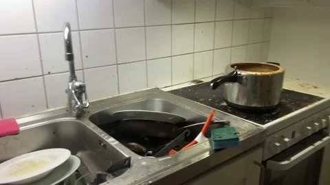 Dirty Kitchen Stock Footage 169084995