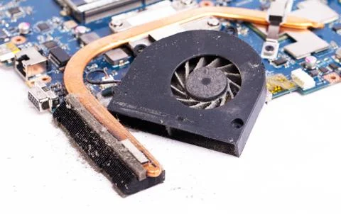 Dirty laptop cooling system inside Stock Photos