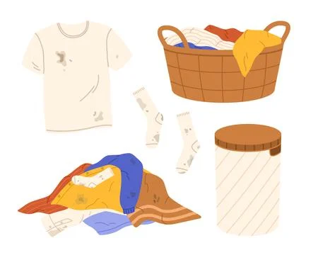 Dirty laundry set. Flat vector illustration Stock Illustration