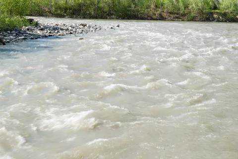 Dirty mountain river Stock Photos