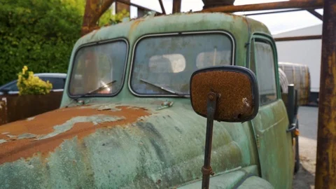 Dirty Old Car Up Front Stock Footage 125344048