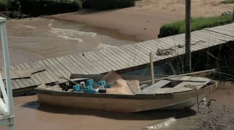Dirty Old Raft Stock Footage 11829709