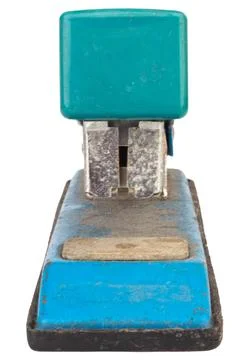 Dirty old stapler on white background Stock Photos