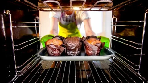 Dirty Oven Interior with Visible Interior Through Glass Door Stock-Footage 308631846
