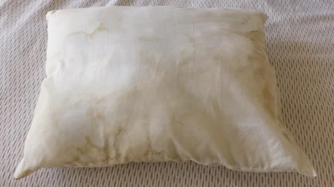 Dirty  pillow on a bed , 動画素材 306817533