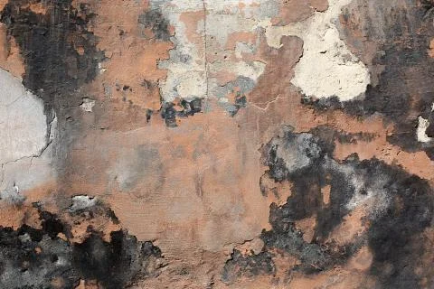 Dirty plaster damaged wall as a background Stock Photos