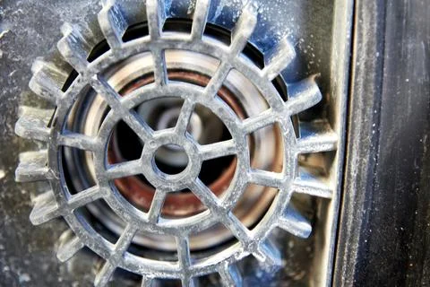 Dirty plastic filter ring of vacuum cleaner Stock Photos