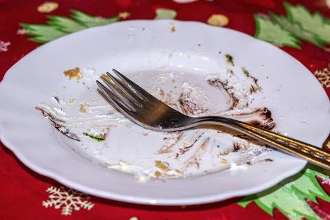 A dirty plate from a cake Stock Photos
