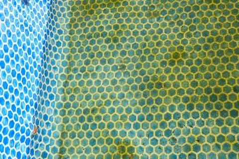 Dirty pool water with hexagonal pattern Stock Photos