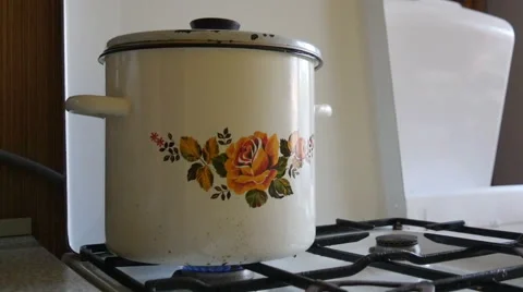 Dirty Pot On the Stove Stock Footage 42564003
