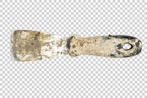 Dirty putty knife scraper tool with paint debris Stock Photos