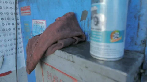 Dirty rag in shop Stock Footage 753109