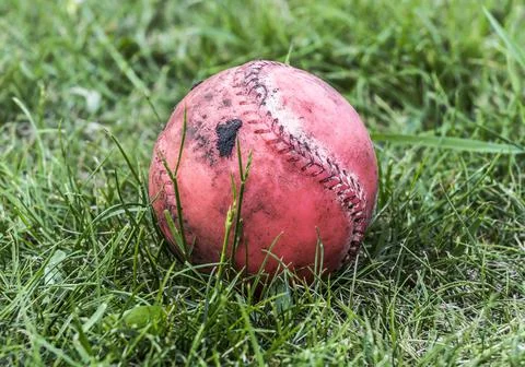 Dirty red ball Foto stock