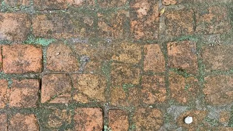 Dirty red bricks floor texture Foto stock
