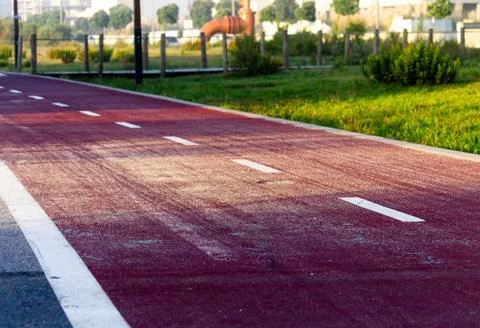 Dirty Red Cycle Path Stock Photos