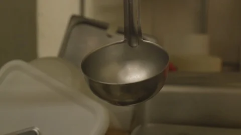 Dirty Restaurant Kitchen Ladle Video stock 112272306