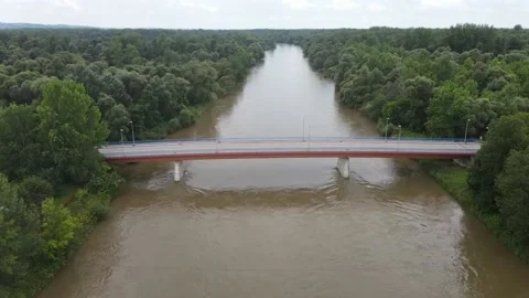 Dirty river and a bridge. Stock Footage 172136156