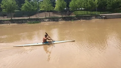 Dirty River Canoe, Eastern Europe Stock Footage 101438475