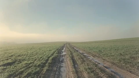 Dirty Road In Field Video stock 98000508