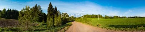 Dirty road panorama Stock Photos
