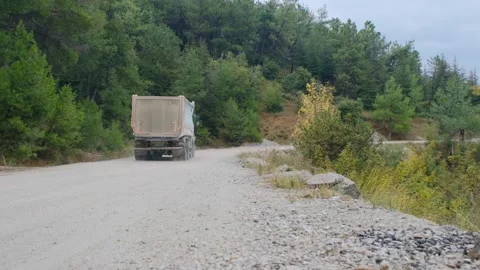 Dirty road of slow motion movement of a truck Stock Footage 197025482