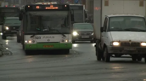 Dirty road transport, spring, cloudy, the average plan. 動画素材 48845512