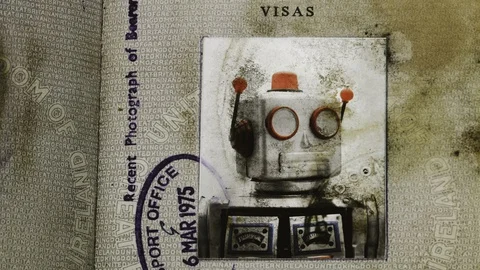Dirty robot passport Stock-Footage 128220861