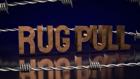 The dirty rug pull and barbed wire for crime Technology concept 3d rendering Stock Illustration