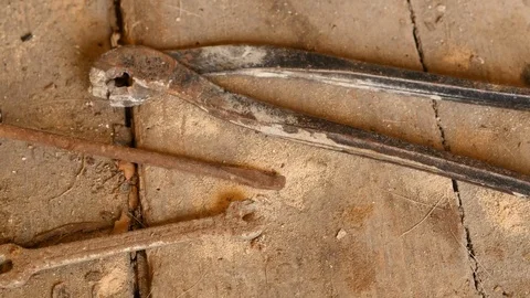 Dirty rusty old tools 4K Stock Footage 88918738