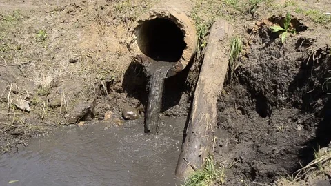 Dirty sewage from the pipe, environmental pollution Vidéo 106748568