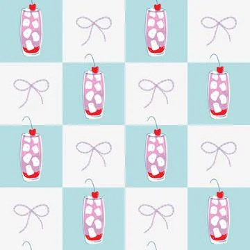 Dirty Shirley Cocktail seamless pattern. Geometric retro background. Illustrazione stock