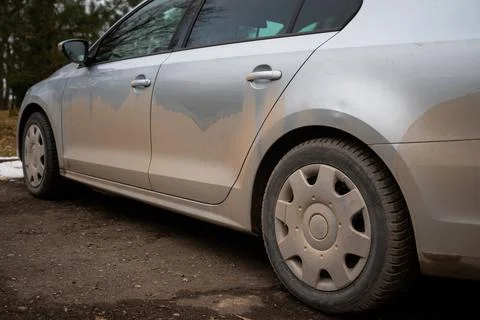 The dirty side of the car. The machine. Design element. Stock Photos