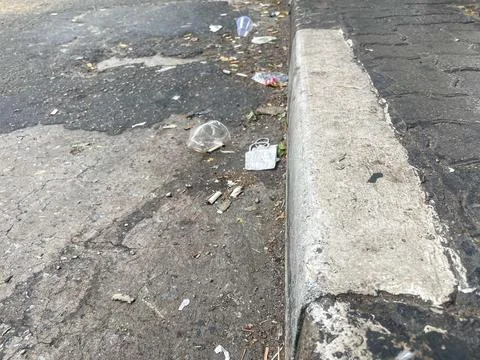 Dirty sidewalk guide Stock Photos