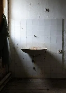 Dirty sink in abandoned room Stock Photos