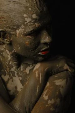 Dirty smeared make up Stockfoto's