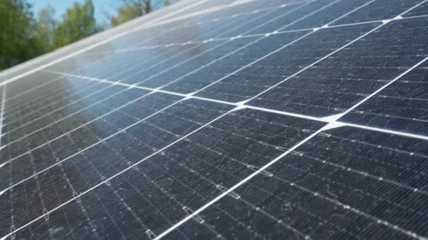 Dirty solar panels needing professional maintenance for energy efficiency Stock Footage 334319127