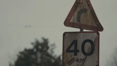 Dirty speed sign Stock Footage 99880430