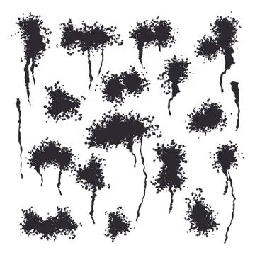 Dirty Spray Stain Vector Isolated Illustration. Exploding, Black Drops. Illustrazione stock