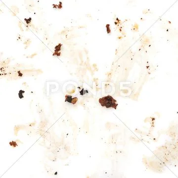 Dirty surface with cutlet left overs over white background Stock Photos