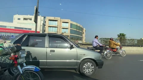 Dirty traffic making rush on roads in Lahore Pakistan on March 18, 2024 Stock Footage 269825850