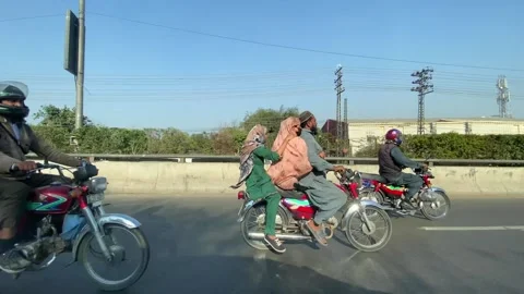 Dirty traffic making rush on roads in Lahore Pakistan on March 18, 2024 Stock Footage 269826176