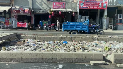 Dirty traffic making rush on roads in Lahore Pakistan on March 18, 2024 Stock Footage 269853517