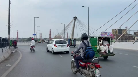 Dirty traffic making rush on roads in Lahore Pakistan on March 18, 2024 Video stock 273079874