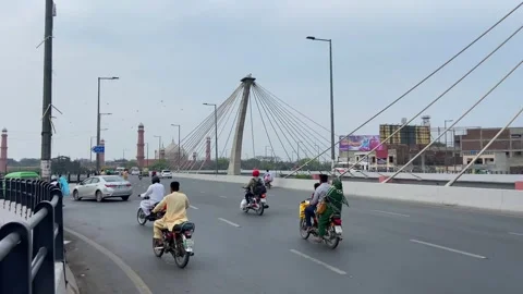 Dirty traffic making rush on roads in Lahore Pakistan on March 18, 2024 Stock Footage 273080131