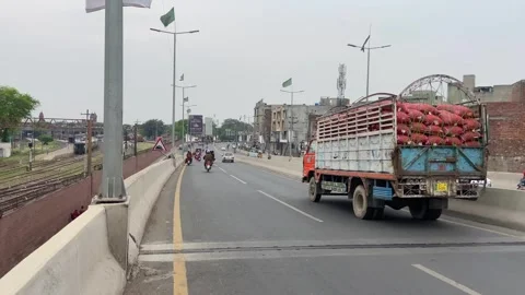 Dirty traffic making rush on roads in Lahore Pakistan on March 18, 2024 Stock Footage 273097622